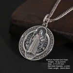 Sterling Silver Saint Benedict Medallion Cross Pendant Necklace Catholic Exorcism Amulet