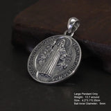 Sterling Silver Saint Benedict Medallion Cross Pendant Necklace Catholic Exorcism Amulet