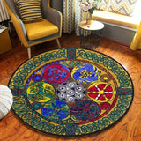 Celtic Viking Round Rug Floor Mat Tree of Life Round Carpet Yggdrasil Floor Mat Anti Slip Chair Mat for Children Kids Playmat| |