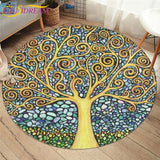 Embrace Norse Elegance: Tree of Life Rune Pattern Round Rug - Enhance Your Living Space with Vibrant Rainbow Print - Perfect for Viking Home Decor & Cozy Floors