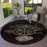 Transform Your Space with the Power of Norse Mythology: Tree of Life Valknut Round Rug