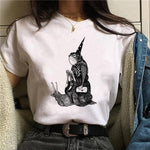 Clothes 90s Witch New Style Trend Short Sleeve Women T-shirts Cartoon Fashion Print Top Graphic Aesthetic Tshirt Female Tee - T-shirts