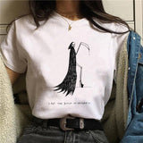 Clothes 90s Witch New Style Trend Short Sleeve Women T-shirts Cartoon Fashion Print Top Graphic Aesthetic Tshirt Female Tee - T-shirts