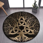 Viking Valknut Yggdrasil Tree of Life Round Area Rug: Stylish Décor