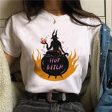 Clothes 90s Witch New Style Trend Short Sleeve Women T-shirts Cartoon Fashion Print Top Graphic Aesthetic Tshirt Female Tee - T-shirts