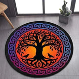 Viking Valknut Yggdrasil Tree of Life Round Area Rug: Stylish Décor