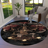 Transform Your Space with the Power of Norse Mythology: Tree of Life Valknut Round Rug