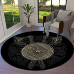 Transform Your Space with the Power of Norse Mythology: Tree of Life Valknut Round Rug