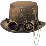 Steampunk Men Hat With Goggles Gay Top Hat Steampunk Bowler Top Hat Vintage Halloween Top Hat Gothic Carnival Nightclub