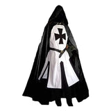 Mens Medieval Crusader Knights Templar Tunic Costumes Renaissance Halloween Surcoat Warrior Black Plague Cloak Cosplay Top