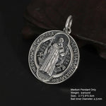 Sterling Silver Saint Benedict Medallion Cross Pendant Necklace Catholic Exorcism Amulet