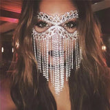 New Tassel Veil Masks Women Headwear Rhinestone Chains Face Mask Masquerade Dance Party Costume Sexy Face Accessories Jewelry