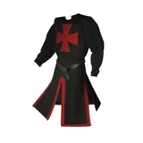 Mens Medieval Crusader Knights Templar Tunic Costumes Renaissance Halloween Surcoat Warrior Black Plague Cloak Cosplay Top