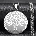 Witch Triple Moon Goddess Hecate Necklace for Women Men Stainless Steel Greek Mythology Chain Necklace Jewelry