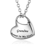 Forever in My Heart" Stainless Steel Cremation Urn Necklace - Elegant Memorial Pendant for Mom & Dad