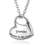 Forever in My Heart" Stainless Steel Cremation Urn Necklace - Elegant Memorial Pendant for Mom & Dad