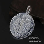 Sterling Silver Saint Benedict Medallion Cross Pendant Necklace Catholic Exorcism Amulet
