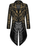 Devil Fashion Mens Gothic Steampunk Tailcoat Jacket Black Brocade Damask Wedding