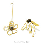Asymmetric Flower Oversized Dangle Earrings For Women Stunning Korean Earrings 2022 Vintage Metal Earings Jewelry Femme Bijoux - Dangle Earrings