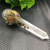 20cm Natural Crystal Column Handmade Magic Stick scepter Witch Craft Cosplay Props Fairy Wand Party Halloween Decor Party Gift| |