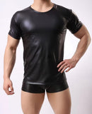 Sexy Lingerie Gay Men Faux Leather Lace Up Pants New Hot Black Mens Latex Pvc Bondage Open Cortch Shorts Gothic Fetish - Exotic Pants