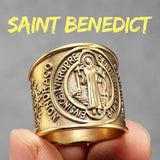 Sacred Guardian: Saint Benedict Exorcism Amulet Men's Ring - Channel Divine Protection