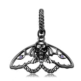 925 Sterling Silver Butterfly Moth Skull Scream Black Wings Chain Necklace for Girl Women Jewelry