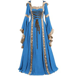 Women Medeival Gothic Cosplay Dresses Victoria Steampunk Hoodies Bandage Halloween Noble Palace Bell Long Carnival Costumes