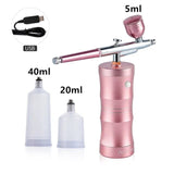 Pink Mini Air Compressor Kit Air-Brush Paint Spray Gun Airbrush For Nail Art Tattoo Craft Cake Nano Fog Mist Sprayer