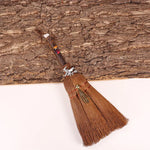 Altar Decoration Brown Witch Broom Natural Crystal Moon Crow Accessories Brush Car Pendant Handmade