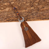 Altar Decoration Brown Witch Broom Natural Crystal Moon Crow Accessories Brush Car Pendant Handmade