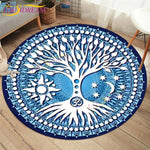 Embrace Norse Elegance: Tree of Life Rune Pattern Round Rug - Enhance Your Living Space with Vibrant Rainbow Print - Perfect for Viking Home Decor & Cozy Floors