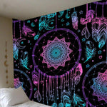 Psychedelic Dreamcatcher Moon Feather Tapestry Hippie Large Bohemian Mandala Tapestries Wall Cloth Carpet Ceiling Room Decor| |