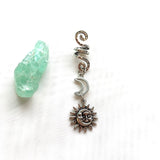 Viking Spiral Hair Braid Moon Star Sun Crystal Hair Beads Natural Jewelry Hair Accessories Gift