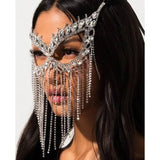 New Tassel Veil Masks Women Headwear Rhinestone Chains Face Mask Masquerade Dance Party Costume Sexy Face Accessories Jewelry