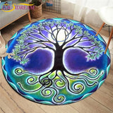 Embrace Norse Elegance: Tree of Life Rune Pattern Round Rug - Enhance Your Living Space with Vibrant Rainbow Print - Perfect for Viking Home Decor & Cozy Floors