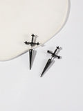 Gothic Kinitial Sword Earrings Vintage Cool Punk Crystal Ear Jacket Goth Dagger Earrings Jewelry Gift For Women - Stud Earrings