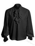Men medieval Gothic Shirt Larp Viking Vintage Bridegroom Cosplay Costume Top Princes white Shirt Stage perfoming outfit