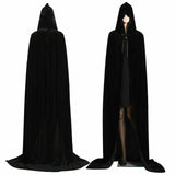 Adult Halloween Velvet Cloak Cape Hooded Medieval Costume Witch Wicca Vampire Men Women Scary Costumes