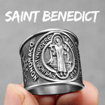 Sacred Guardian: Saint Benedict Exorcism Amulet Men's Ring - Channel Divine Protection