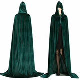 Adult Halloween Velvet Cloak Cape Hooded Medieval Costume Witch Wicca Vampire Men Women Scary Costumes