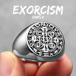 Sacred Guardian: Saint Benedict Exorcism Amulet Men's Ring - Channel Divine Protection