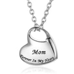 Forever in My Heart" Stainless Steel Cremation Urn Necklace - Elegant Memorial Pendant for Mom & Dad