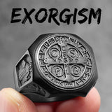 Sacred Guardian: Saint Benedict Exorcism Amulet Men's Ring - Channel Divine Protection