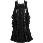 Women Medeival Gothic Cosplay Dresses Victoria Steampunk Hoodies Bandage Halloween Noble Palace Bell Long Carnival Costumes