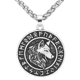 Viking Silver / 60cm Viking Rune Wolf Necklace