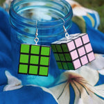 working rubik's cube earrings Plastic fun jewelry