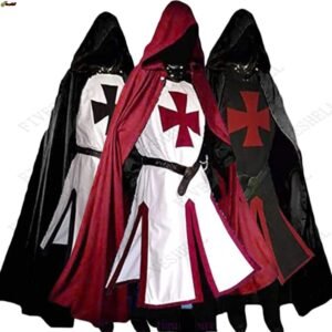 000f295ba5d5e110aa65c79c60797340 Mens Medieval Crusader Knights Templar Tunic Costumes Renaissance Halloween Surcoat Warrior Black Plague Cloak Cosplay Top