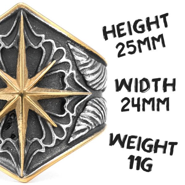 Starry Ring 316L Stainless Steel Star Men Ring Punk Rock Rap