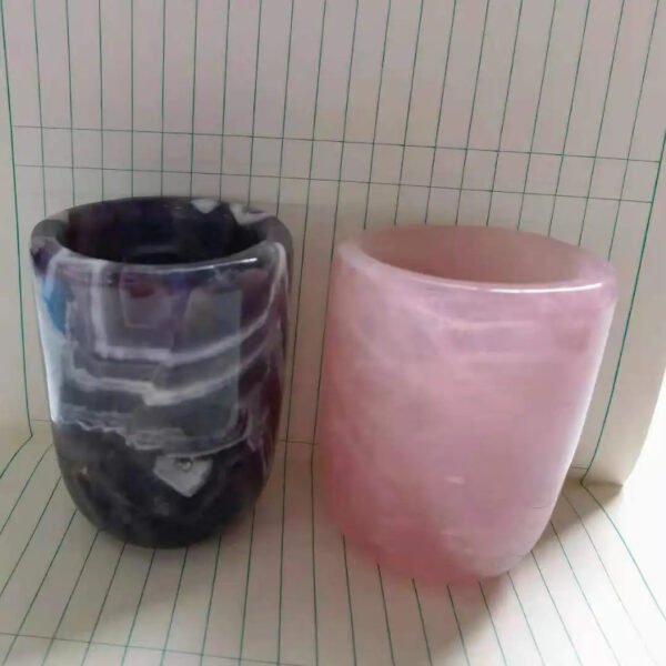 Natural Healing Gemstone Crystal Cup Hand Carved Crystal Crafts Agate And White Jade Cup For Gift LCK